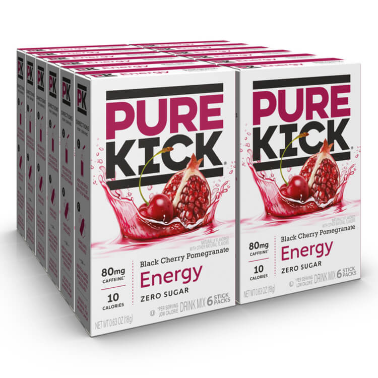 Black cherry energy mix, pomegranate energy mix, black cherry drink, black cherry drinks, pomegranate drinks, Pure Kick Black Cherry Pomegranate Case of 12