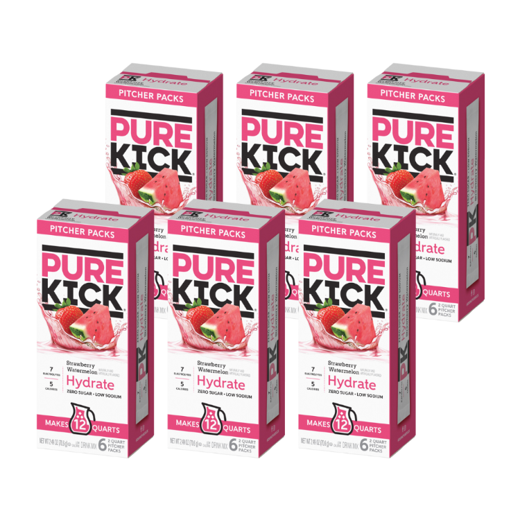 Pure Kick Strawberry Watermelon Pitcher Pack Drink Mixes Lot of 6