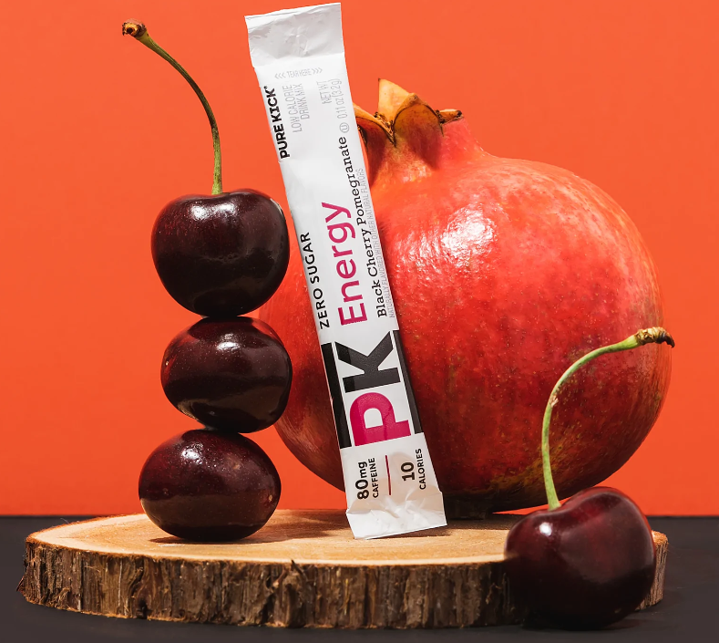 blackcherry and pomegranate energy drink, Pure Kick Energy, Energy Drink Mix, Powdered energy drink mix, powdered energy drink, Powdered caffeine drink, Energy drinks