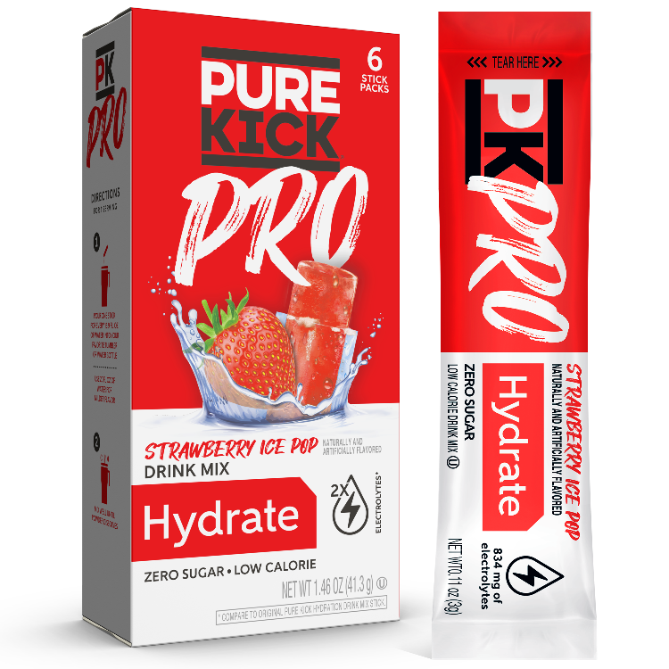 Pure Kick Pro Strawberry Ice Pop, Strawberry hydration, Strawberry hydration drink Mix 