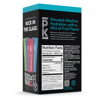 Pure Kick Alkaline Variety Pack - Watermelon, Berry, Cucumber Lemon and Unflavored, 20 Servings per Box