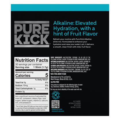 Pure Kick Alkaline Variety Pack - Watermelon, Berry, Cucumber Lemon and Unflavored, 30 Servings per Box