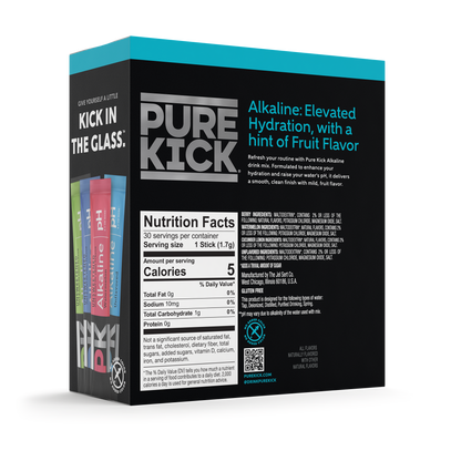 Pure Kick Alkaline Variety Pack - Watermelon, Berry, Cucumber Lemon and Unflavored, 30 Servings per Box
