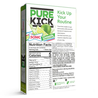 Sonic Limeade Hydration Back of Box, Sonic Limeade Drink Mix Flavor