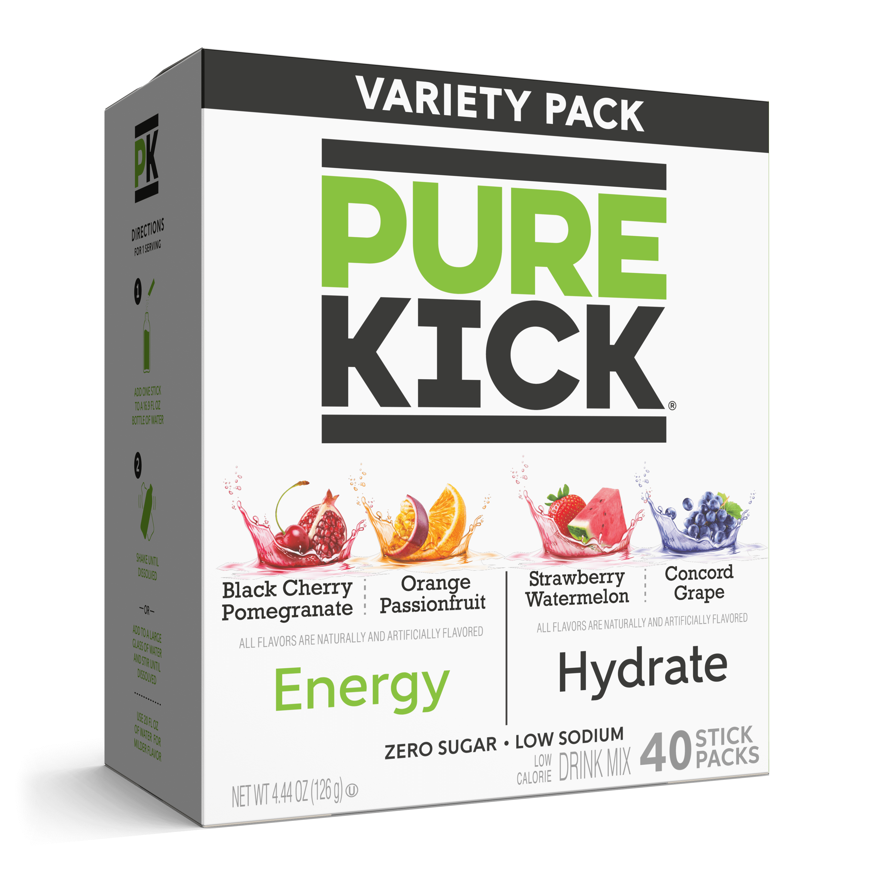 Pure Kick Energy Hydrate Variety Pack 40ct - Ultimate Energy ...