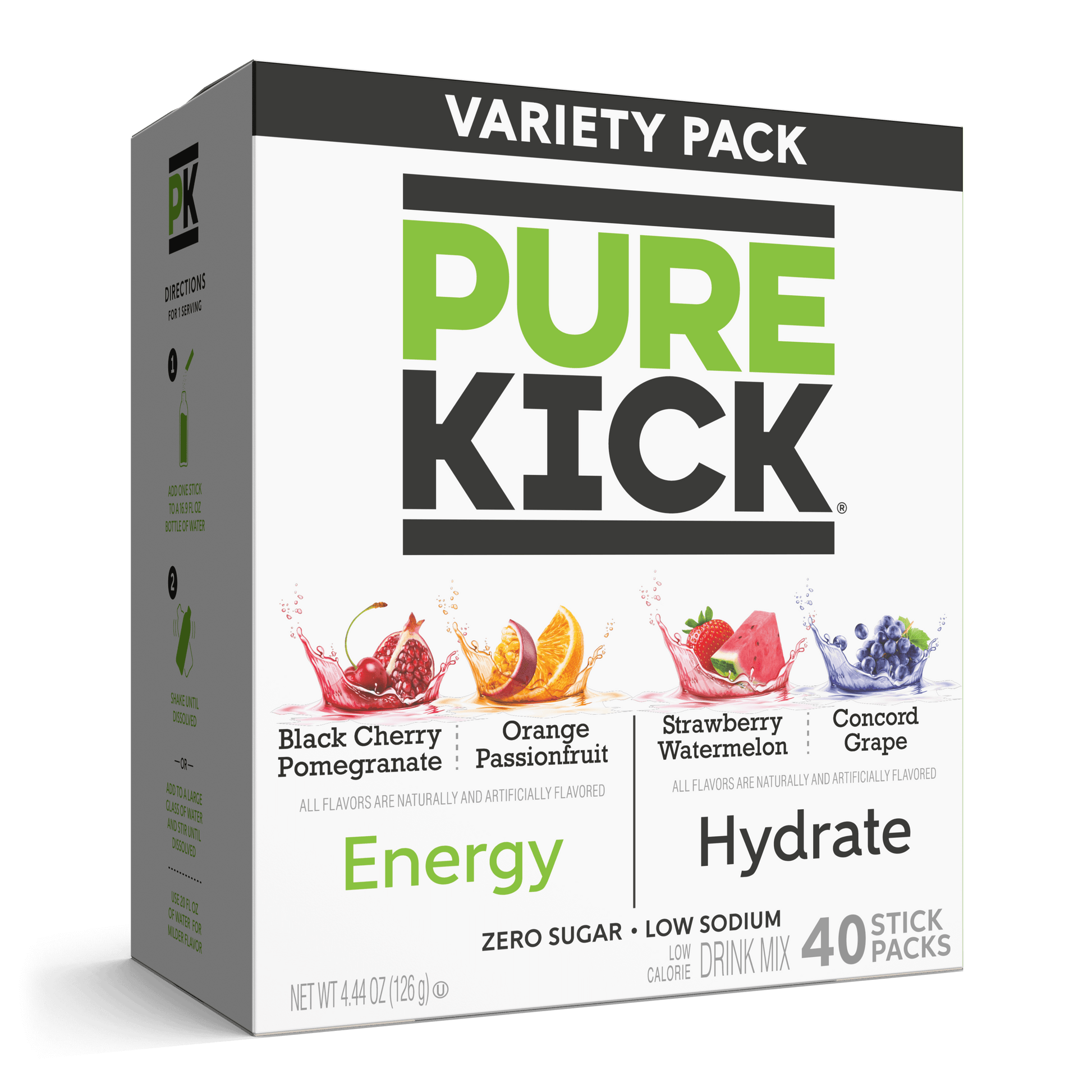 Pure Kick Energy Hydrate Variety Pack 40ct - Ultimate Energy