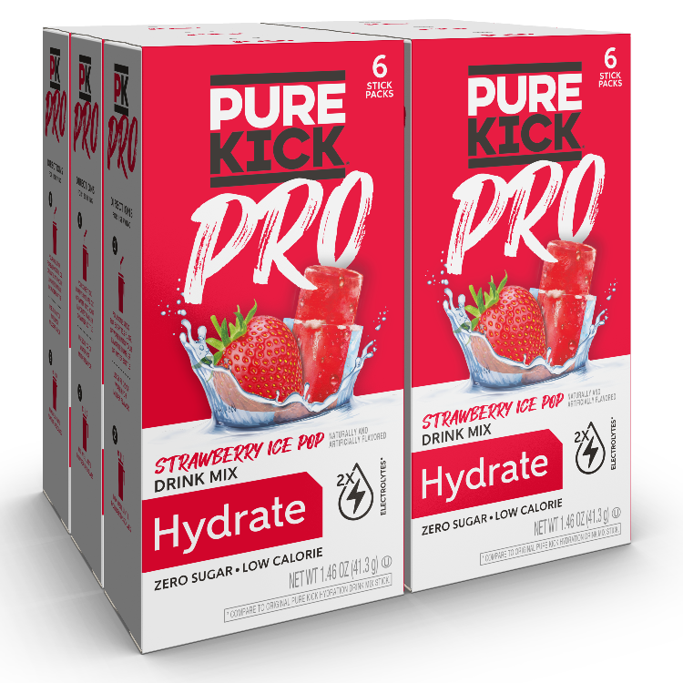 Pure Kick Pro Strawberry Ice Pop 12 count, 6ct  Strawberry Flavored Water Packets