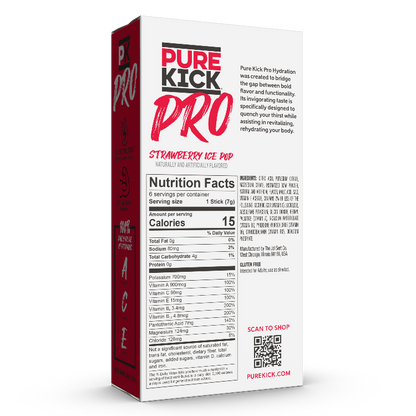 Pure Kick Pro Strawberry Ice Pop Back of Box, Pure Kick Pro Strawberry Ice Pop Nutrition Facts