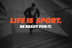 Life is a sport beready for it Pure Kick, Running up the stairs, Fuel for your day