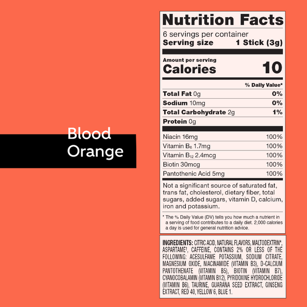Pure Kick Blood Orange Energy Drink Nutritional Facts, Blood Orange Energy Nutritional Information, Blood Orange Energy Nutritional Facts