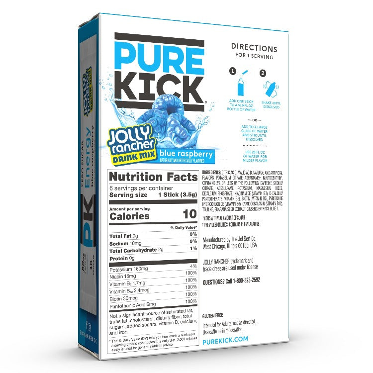 Pure Kick + Jolly Rancher, Blue Raspberry Zero-Sugar Energy Drink Mix